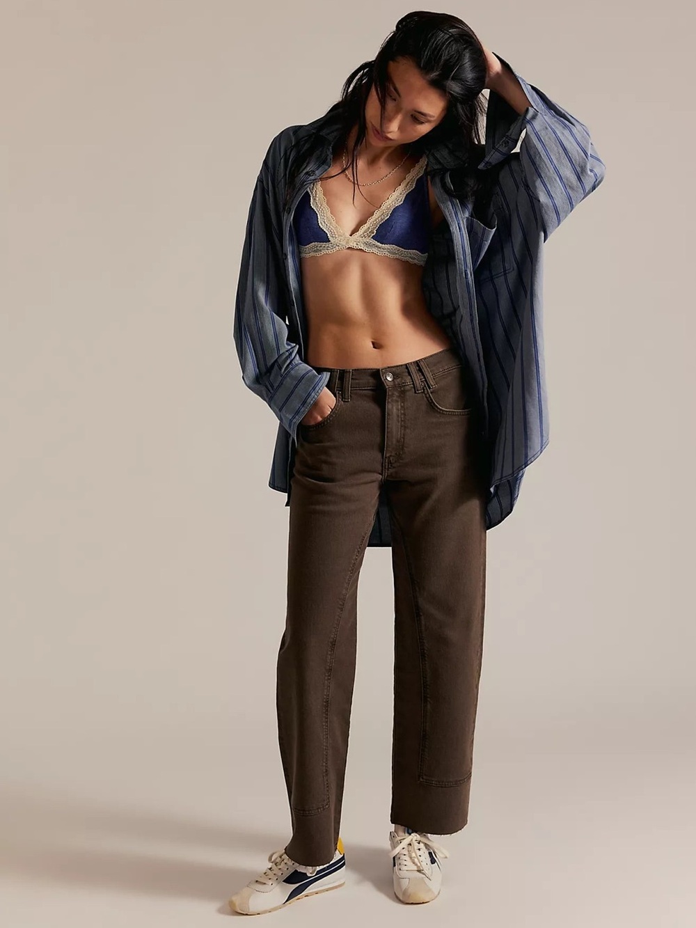 Free People Brown Straight Leg Jeans